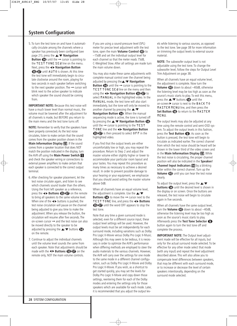 System configuration | Harman-Kardon AVR 147 User Manual | Page 28 / 52
