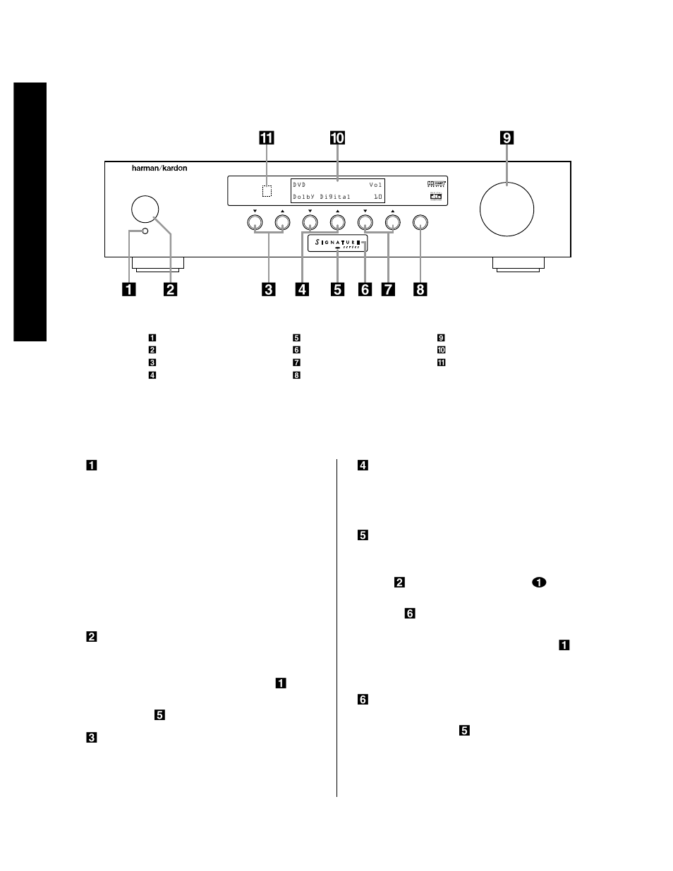 Front panel controls, Fr ont panel contr ols | Harman-Kardon HA160-0004-A User Manual | Page 12 / 72