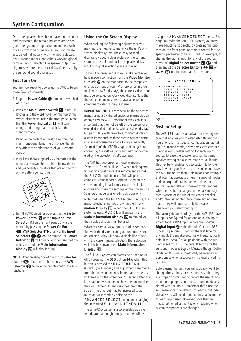 System configuration | Harman-Kardon AVR 135 User Manual | Page 15 / 42