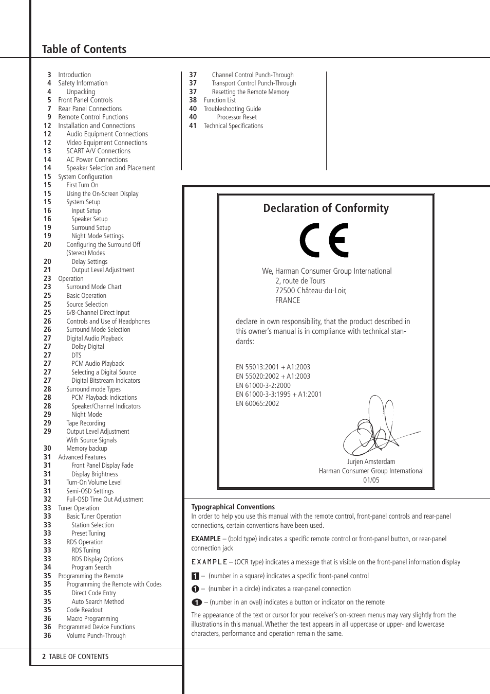 Harman-Kardon AVR 135 User Manual | Page 2 / 42
