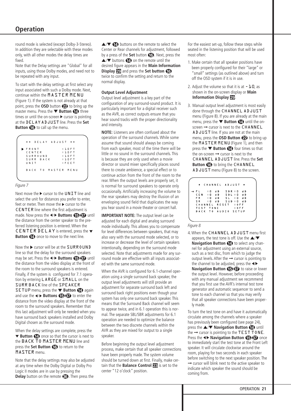 Operation | Harman-Kardon AVR 135 User Manual | Page 21 / 42