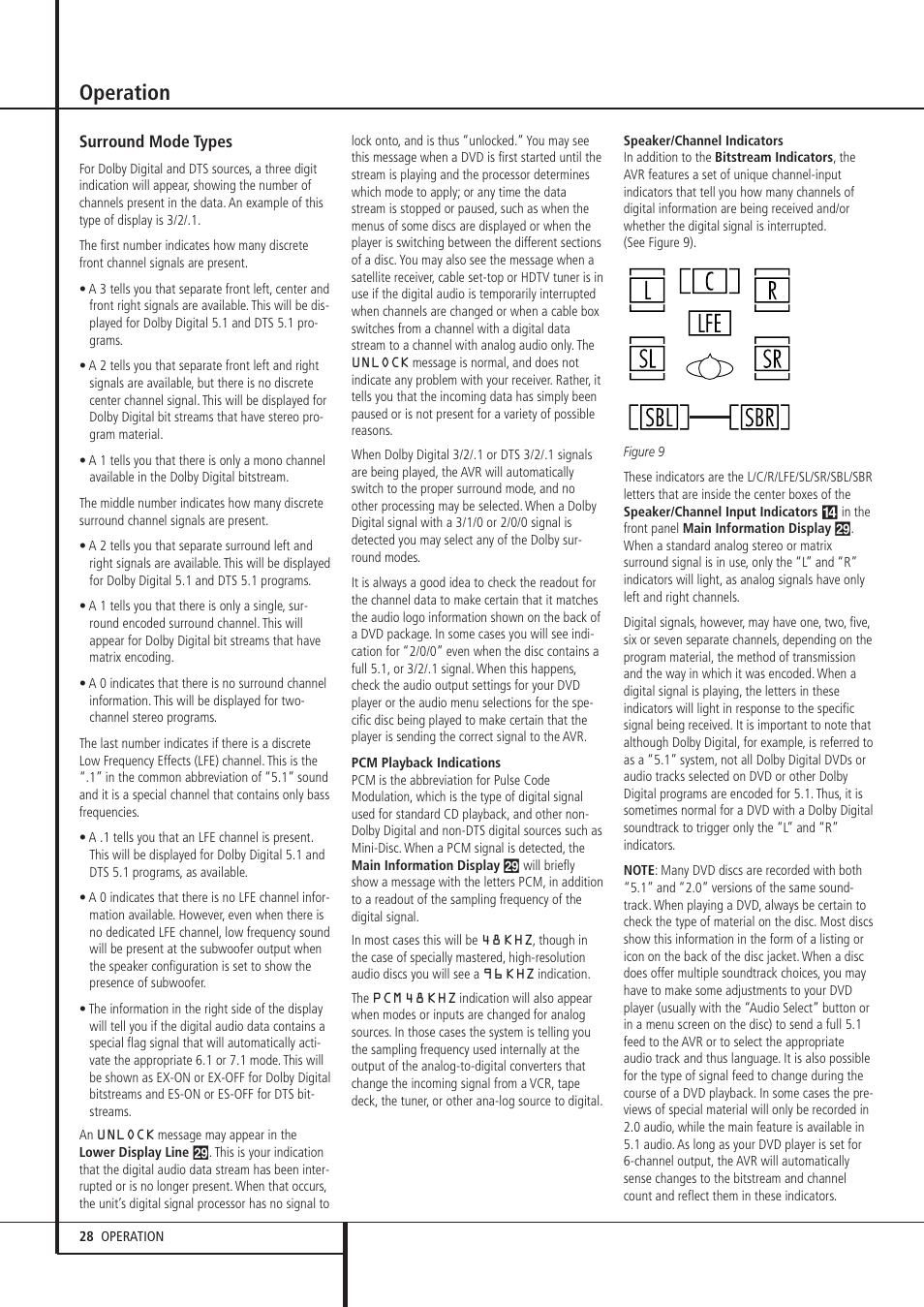 Operation | Harman-Kardon AVR 135 User Manual | Page 28 / 42