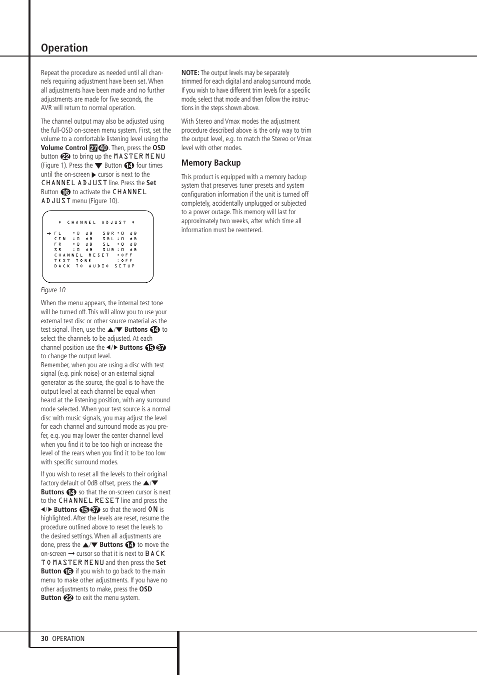 Operation | Harman-Kardon AVR 135 User Manual | Page 30 / 42