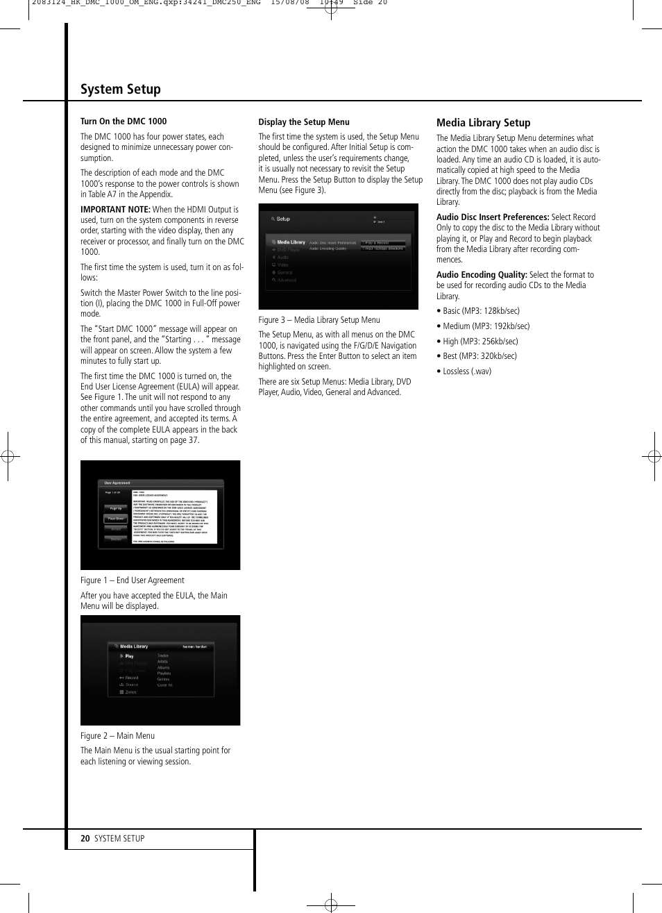 System setup | Harman-Kardon DMC 1000 User Manual | Page 20 / 42