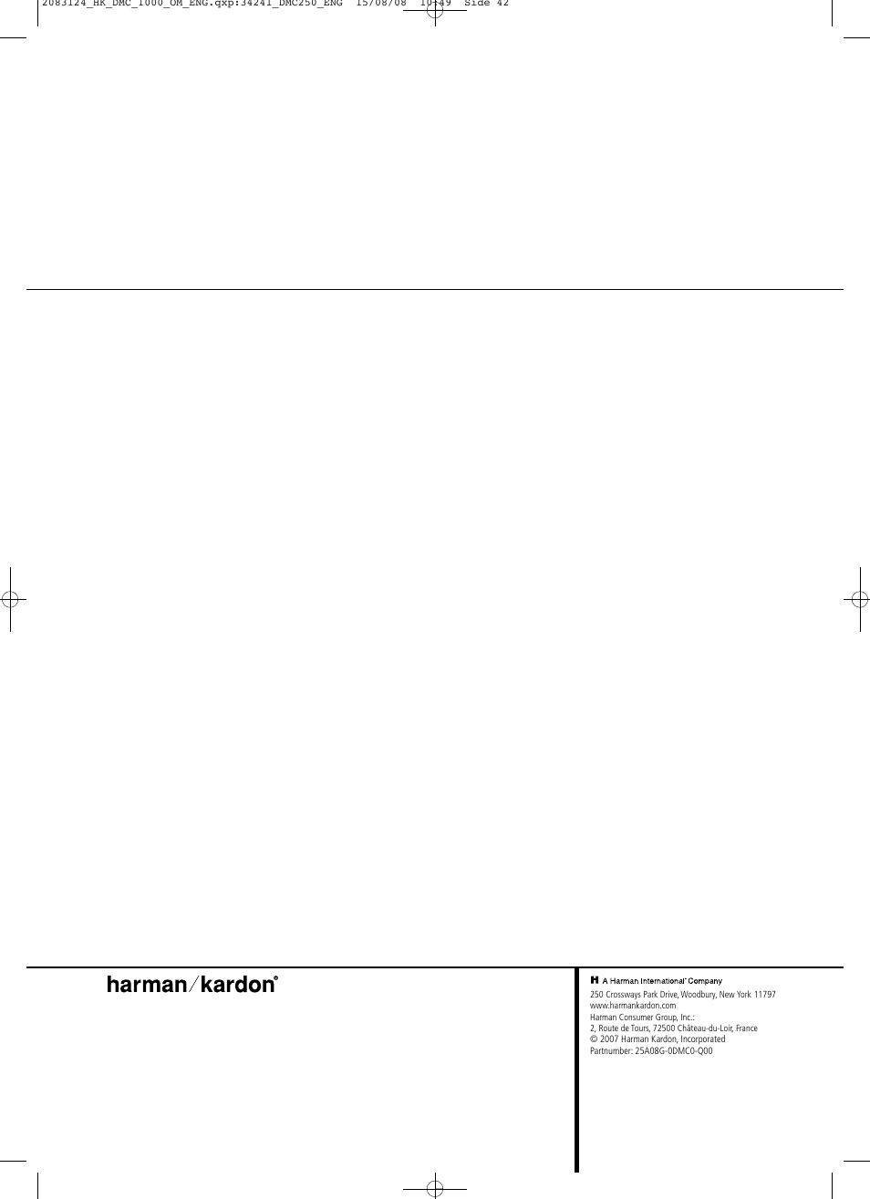 Harman-Kardon DMC 1000 User Manual | Page 42 / 42