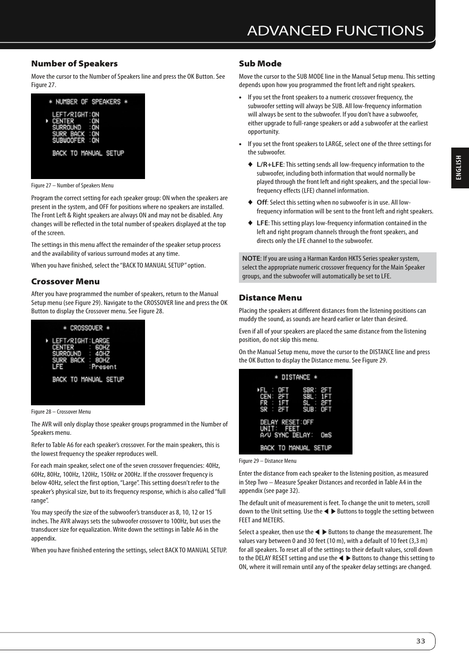 Advanced functions | Harman-Kardon AVR 160 User Manual | Page 33 / 48