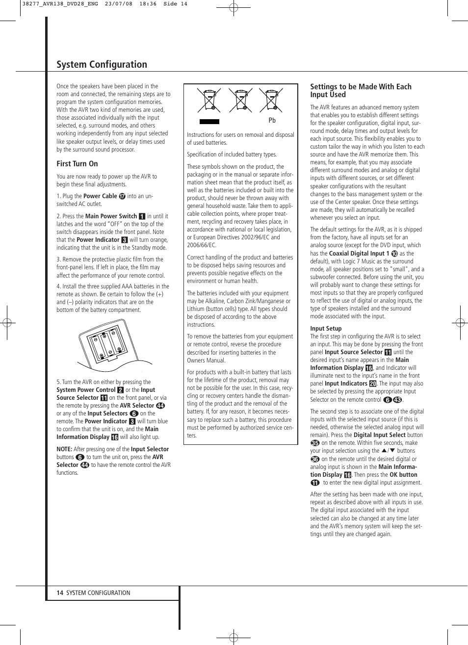 System configuration | Harman-Kardon 13828 User Manual | Page 14 / 50