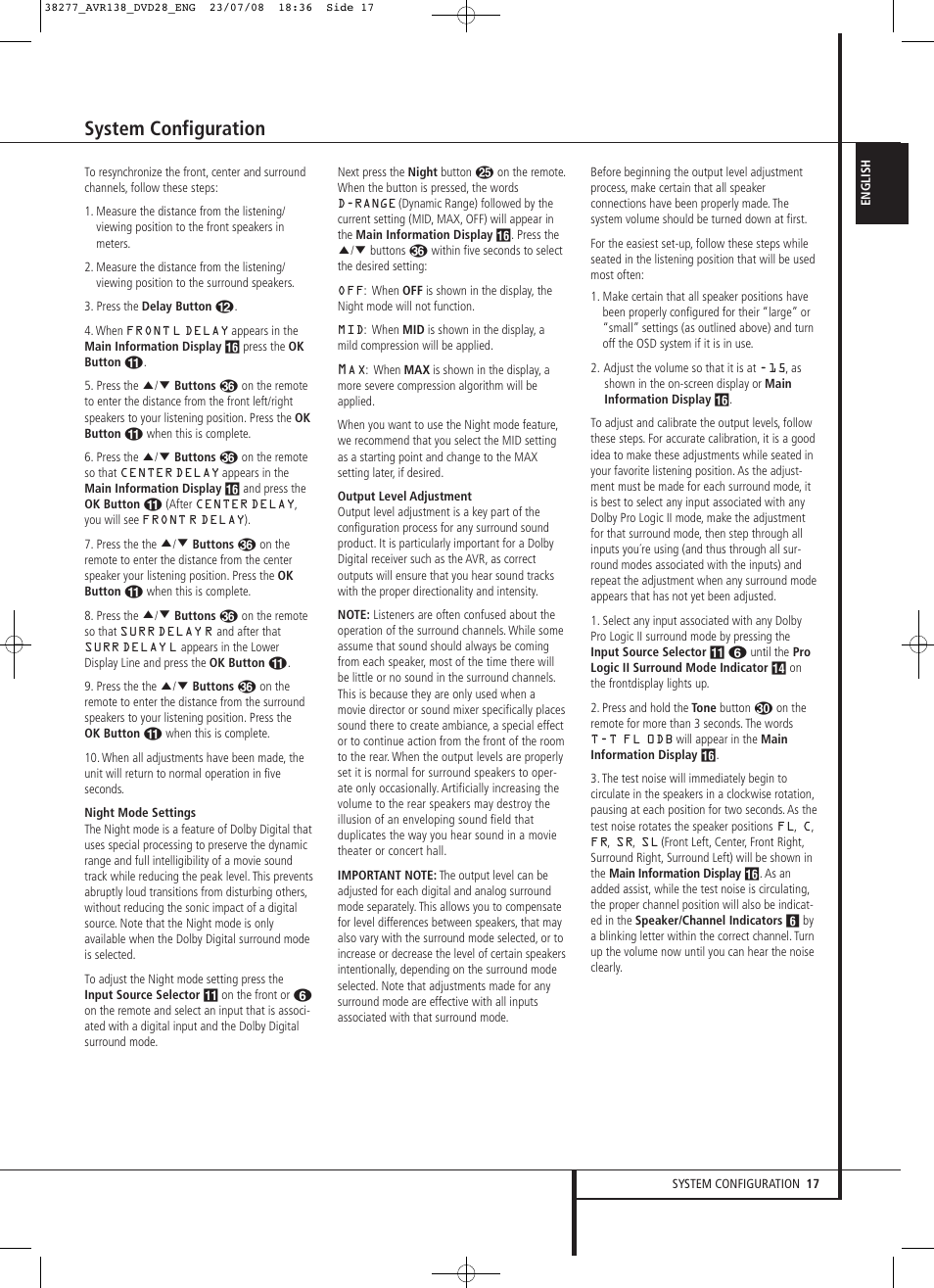 System configuration | Harman-Kardon 13828 User Manual | Page 17 / 50