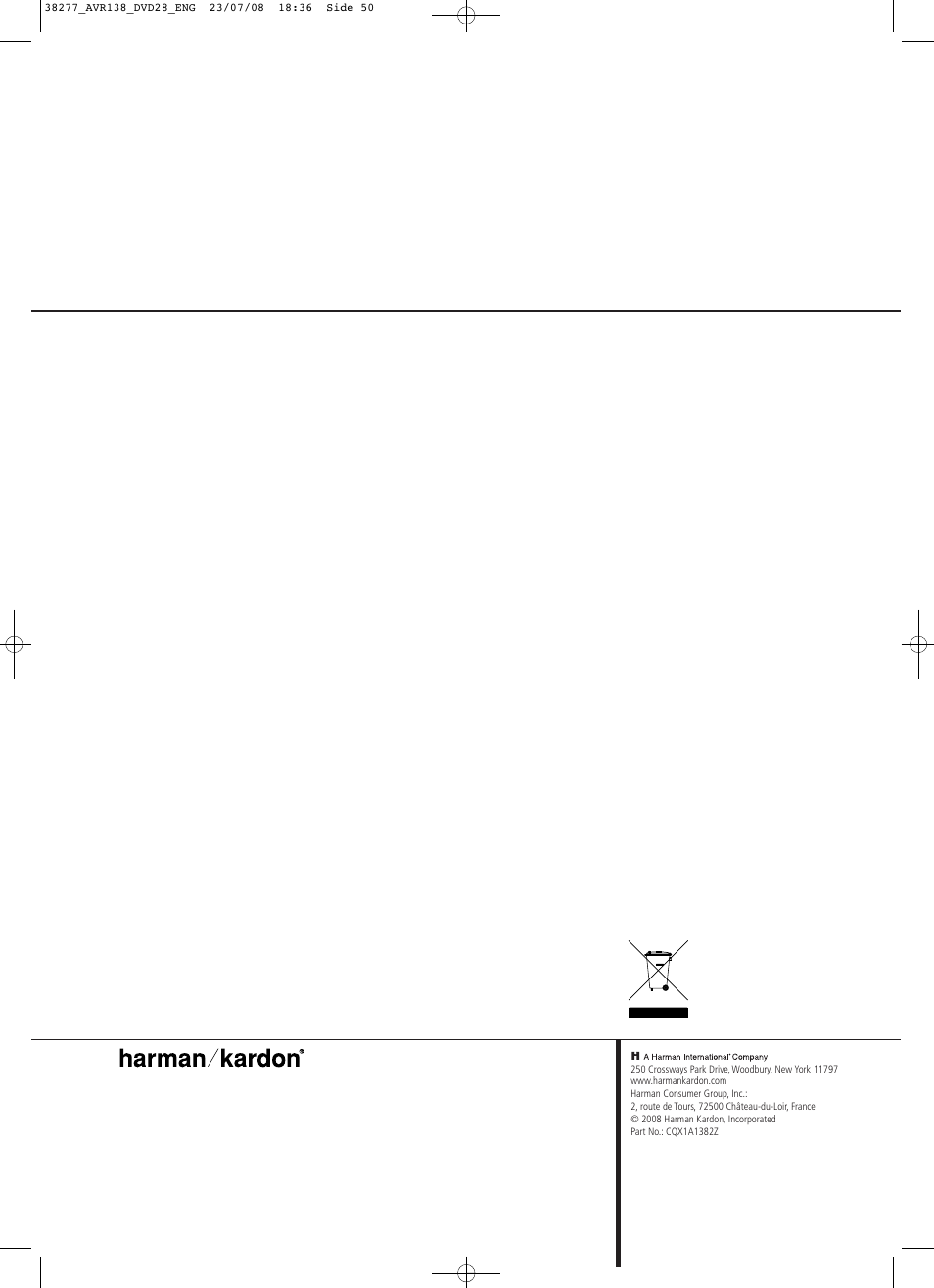 Harman-Kardon 13828 User Manual | Page 50 / 50