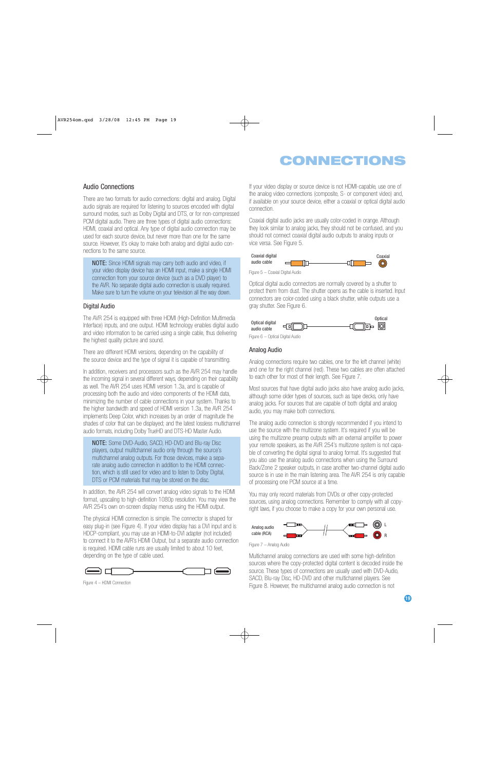 Connections | Harman-Kardon AVR 254 User Manual | Page 19 / 76