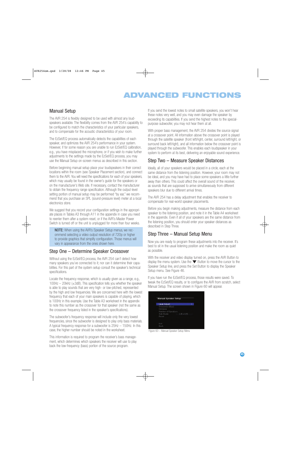 Advanced functions | Harman-Kardon AVR 254 User Manual | Page 45 / 76