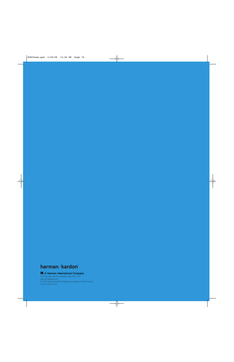 Harman-Kardon AVR 254 User Manual | Page 76 / 76