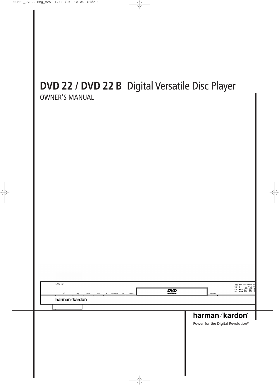 Harman-Kardon DVD 22 User Manual | 24 pages