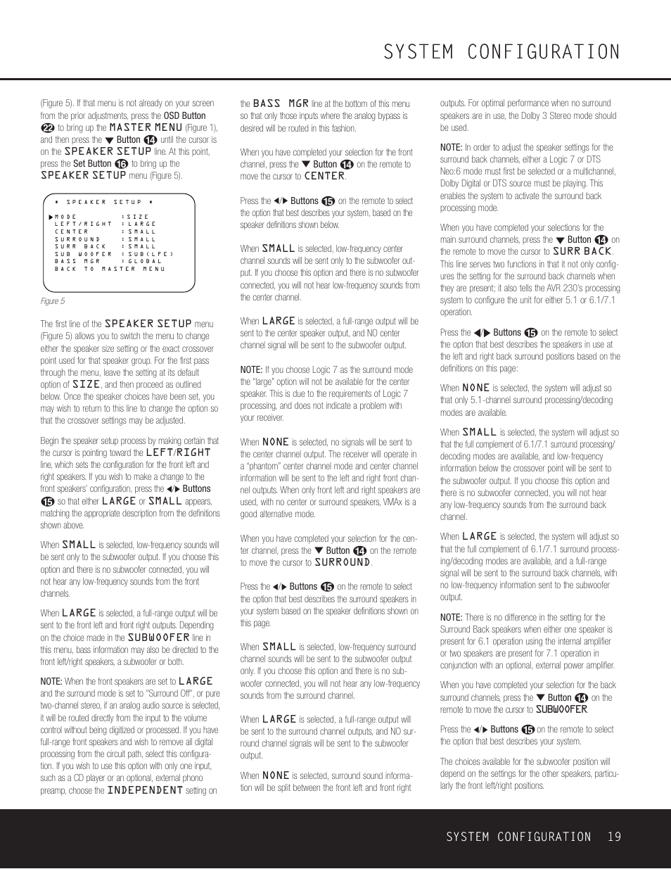 System configuration, System configuration 19 | Harman-Kardon AVR 230 User Manual | Page 19 / 52