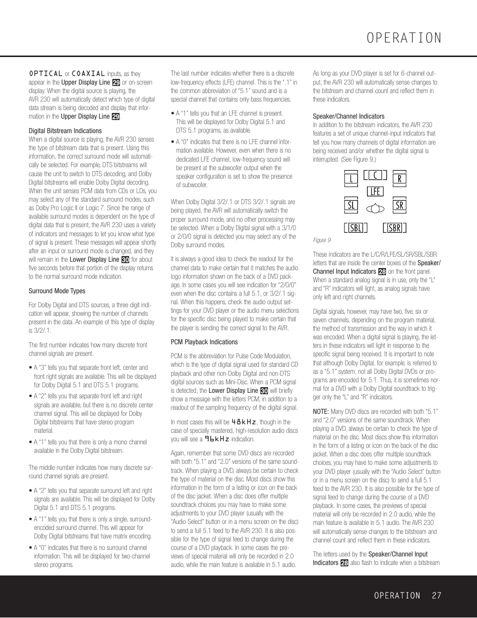 Operation | Harman-Kardon AVR 230 User Manual | Page 27 / 52