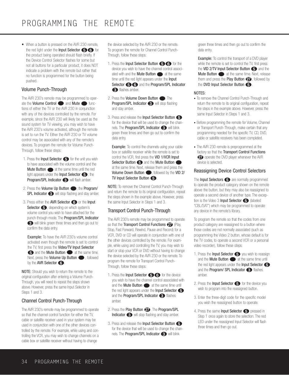 Programming the remote | Harman-Kardon AVR 230 User Manual | Page 34 / 52