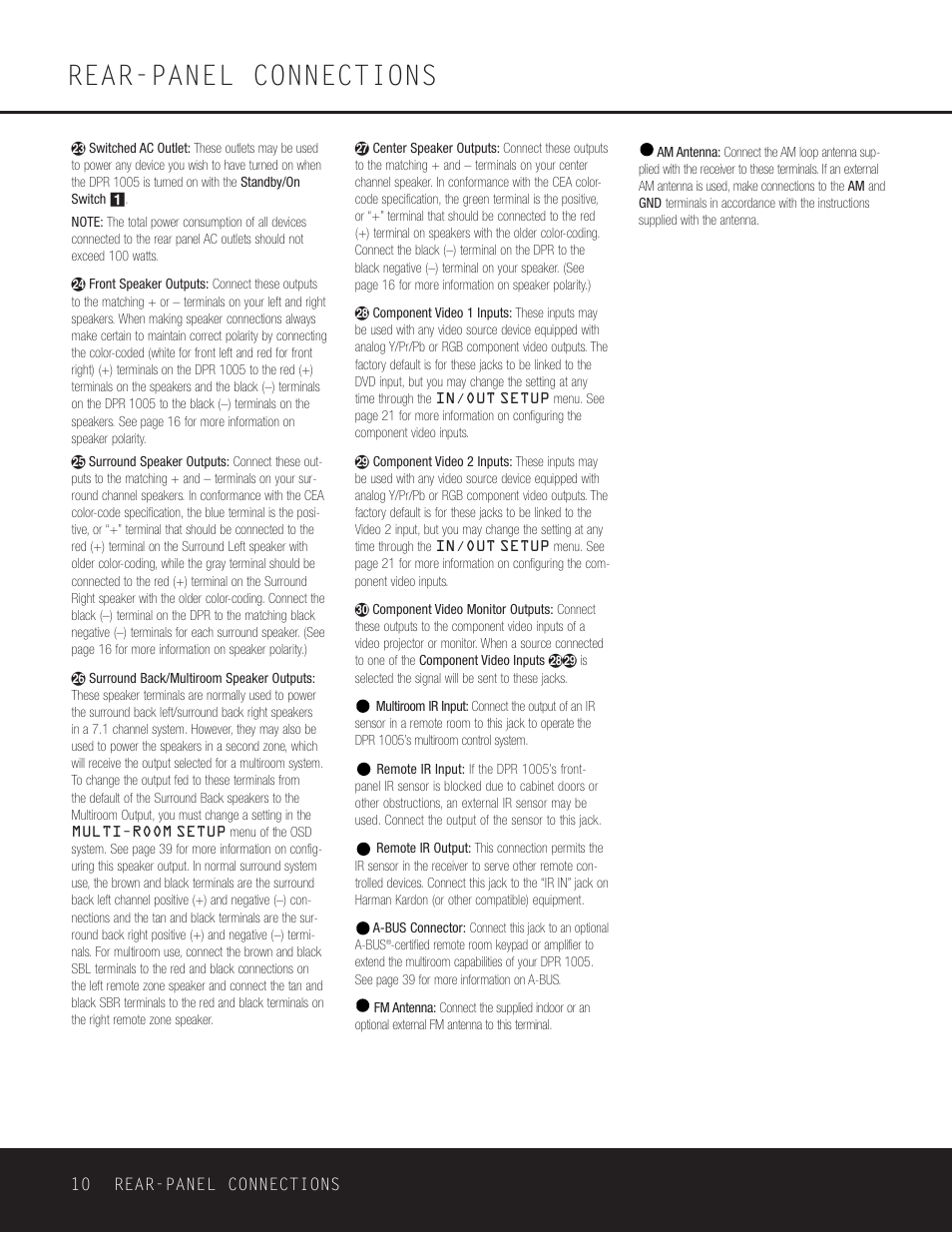 Rear-panel connections | Harman-Kardon DPR 1005 User Manual | Page 10 / 52