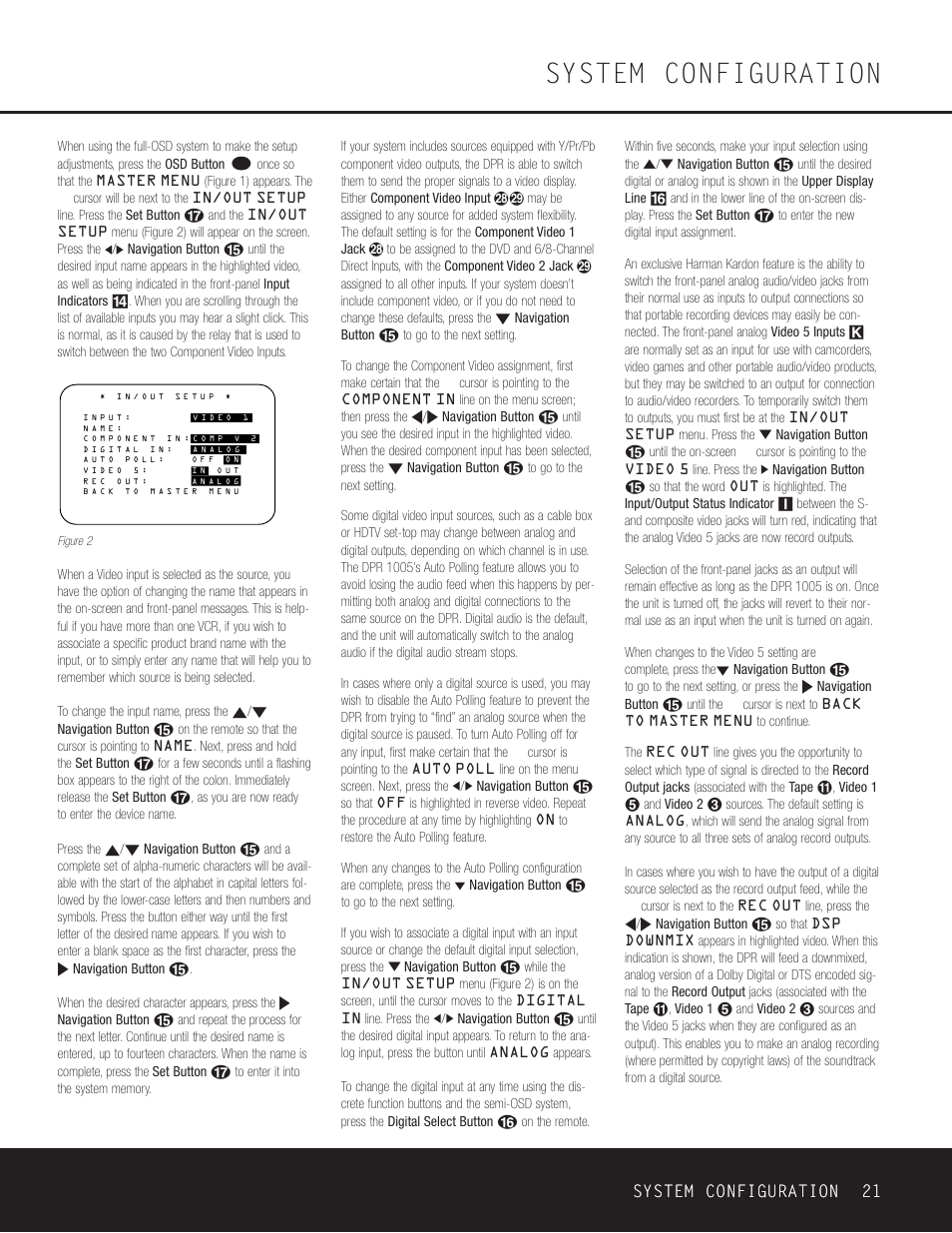 System configuration, System configuration 21 | Harman-Kardon DPR 1005 User Manual | Page 21 / 52