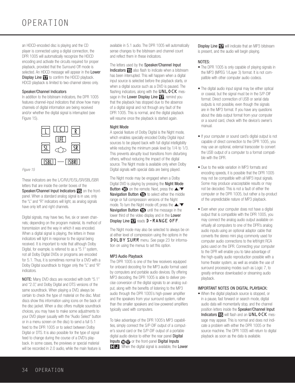Operation | Harman-Kardon DPR 1005 User Manual | Page 34 / 52