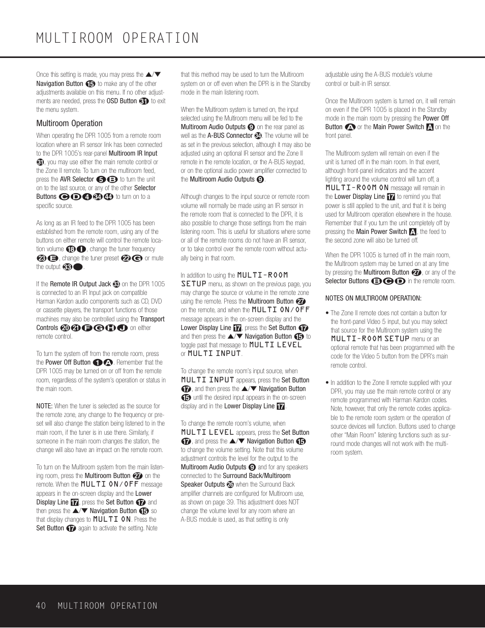 Multiroom operation | Harman-Kardon DPR 1005 User Manual | Page 40 / 52