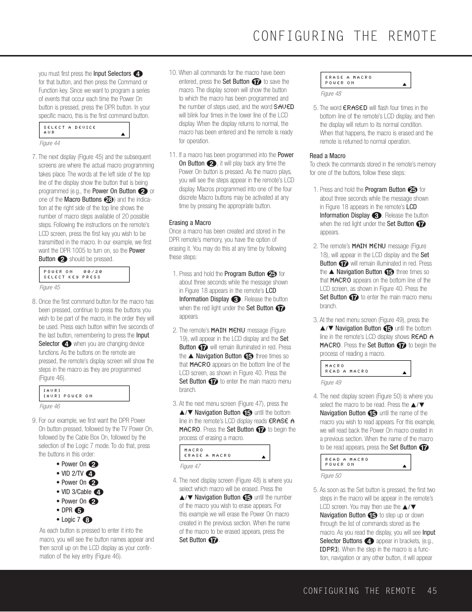 Configuring the remote, Configuring the remote 45 | Harman-Kardon DPR 1005 User Manual | Page 45 / 52