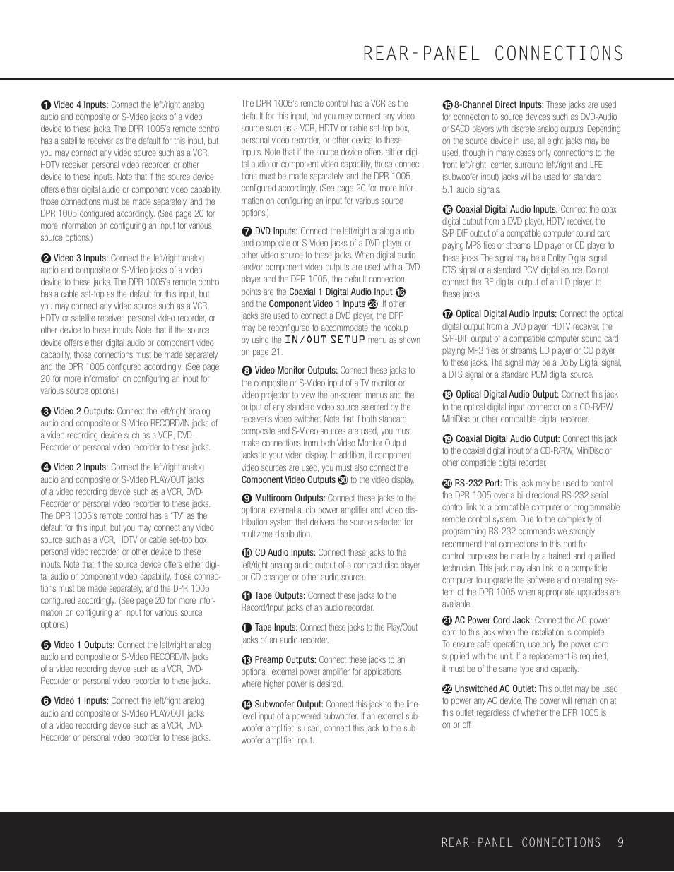 Rear-panel connections | Harman-Kardon DPR 1005 User Manual | Page 9 / 52