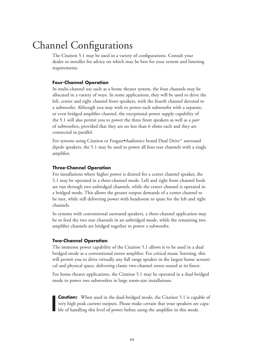 Channel configurations | Harman-Kardon CITATION 5.1 User Manual | Page 11 / 24