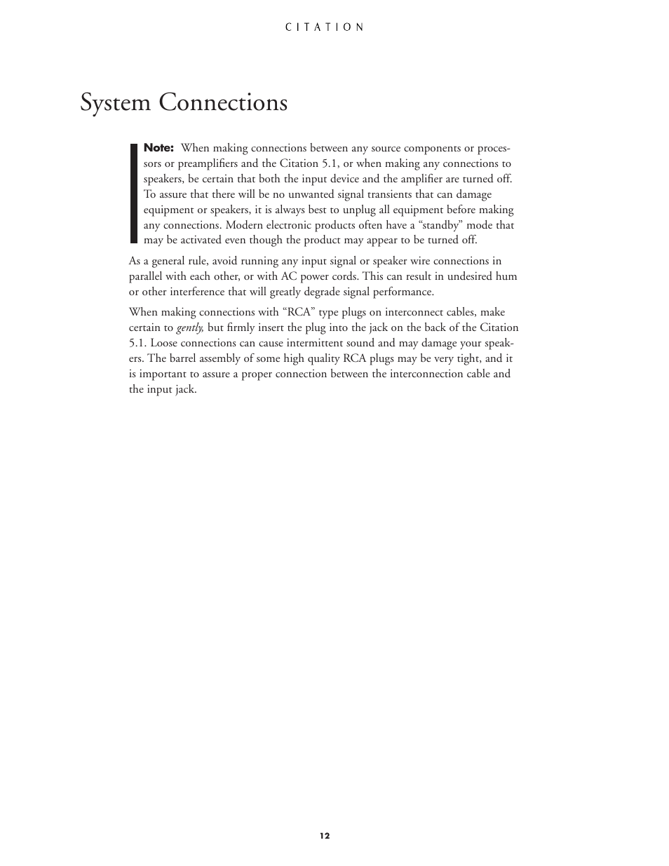System connections | Harman-Kardon CITATION 5.1 User Manual | Page 12 / 24