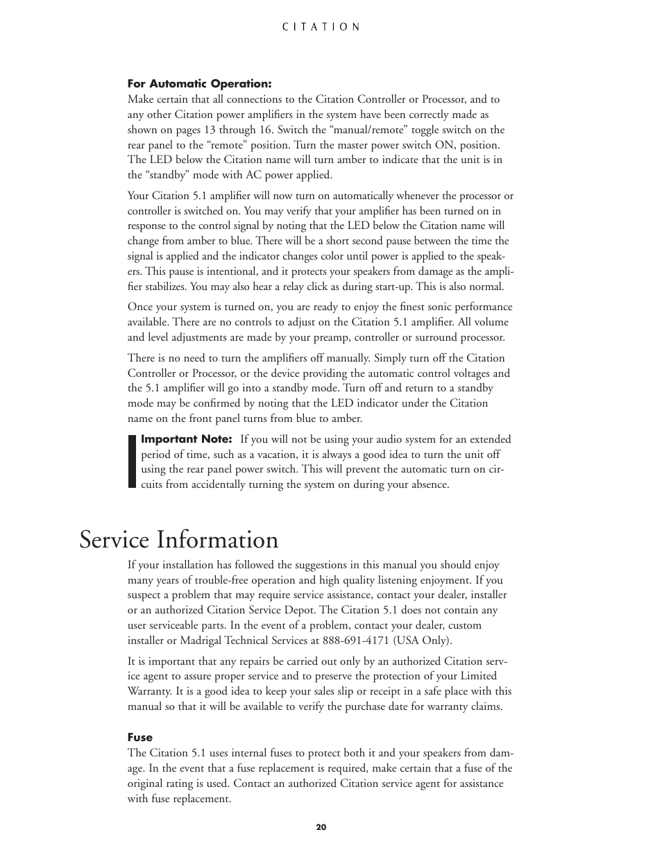 Service information | Harman-Kardon CITATION 5.1 User Manual | Page 20 / 24