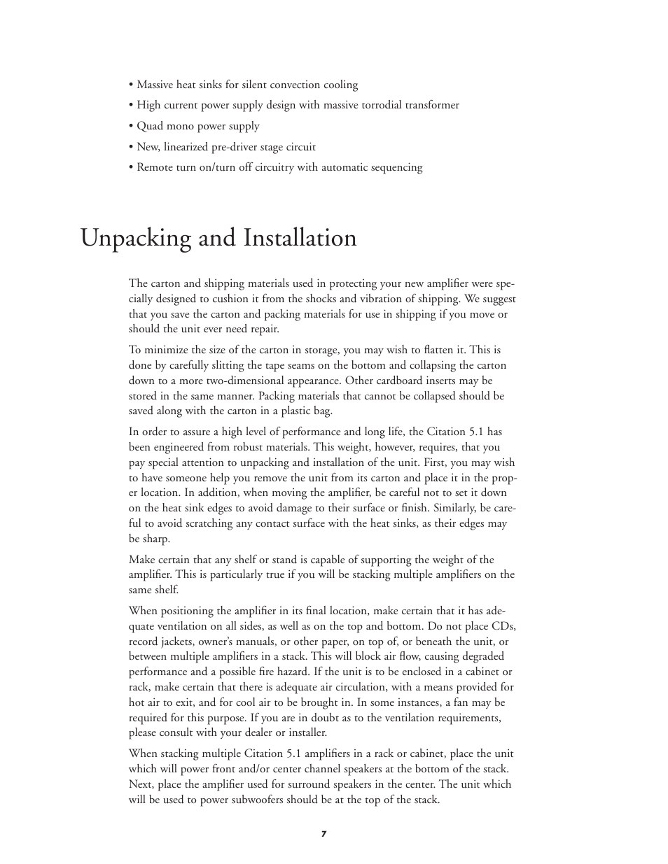 Unpacking and installation | Harman-Kardon CITATION 5.1 User Manual | Page 7 / 24