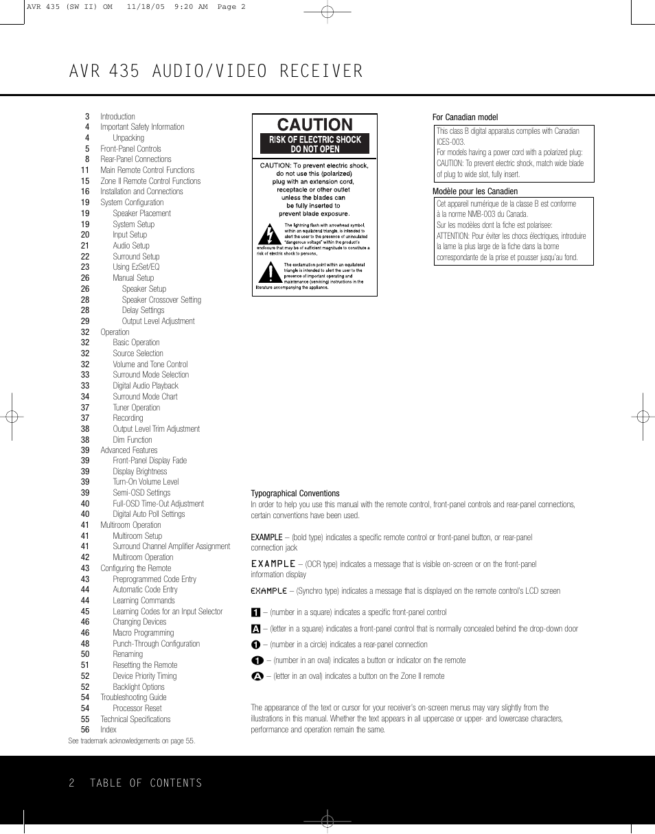 Avr 435 audio/video receiver | Harman-Kardon AVR 435 User Manual | Page 2 / 60