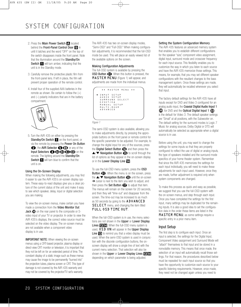 System configuration | Harman-Kardon AVR 435 User Manual | Page 20 / 60