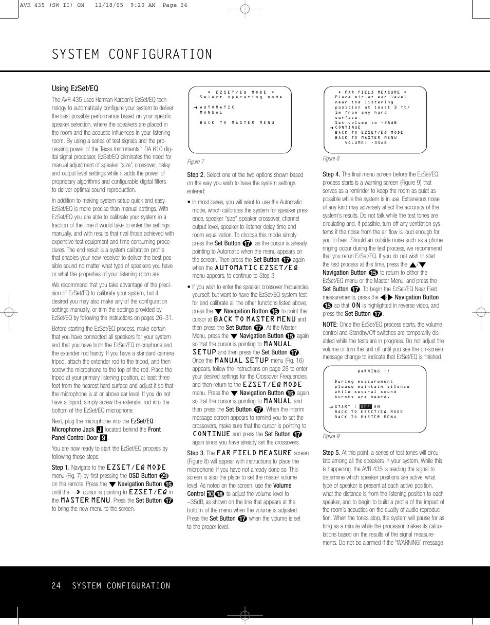 System configuration | Harman-Kardon AVR 435 User Manual | Page 24 / 60