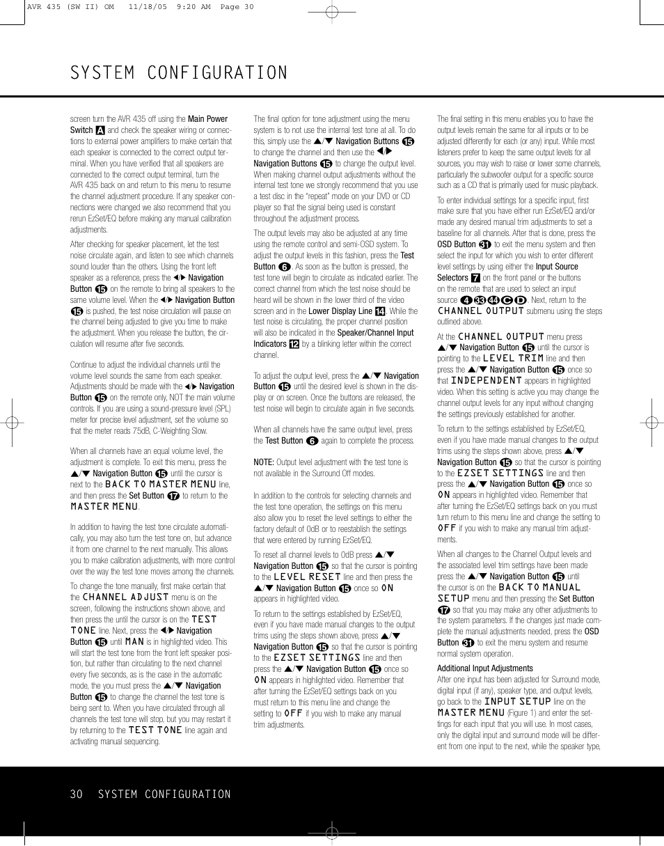 System configuration | Harman-Kardon AVR 435 User Manual | Page 30 / 60