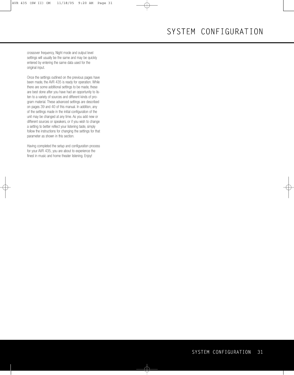System configuration | Harman-Kardon AVR 435 User Manual | Page 31 / 60