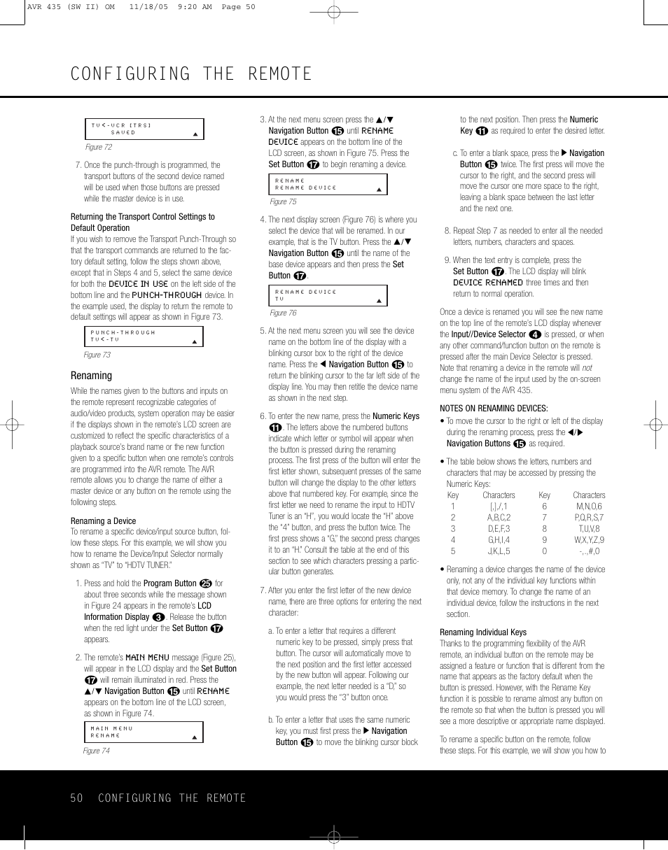 Configuring the remote | Harman-Kardon AVR 435 User Manual | Page 50 / 60