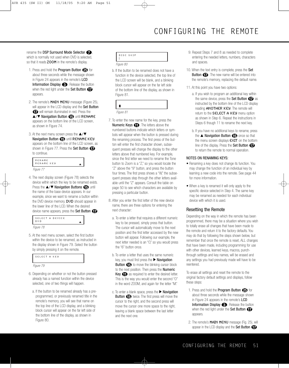 Configuring the remote | Harman-Kardon AVR 435 User Manual | Page 51 / 60