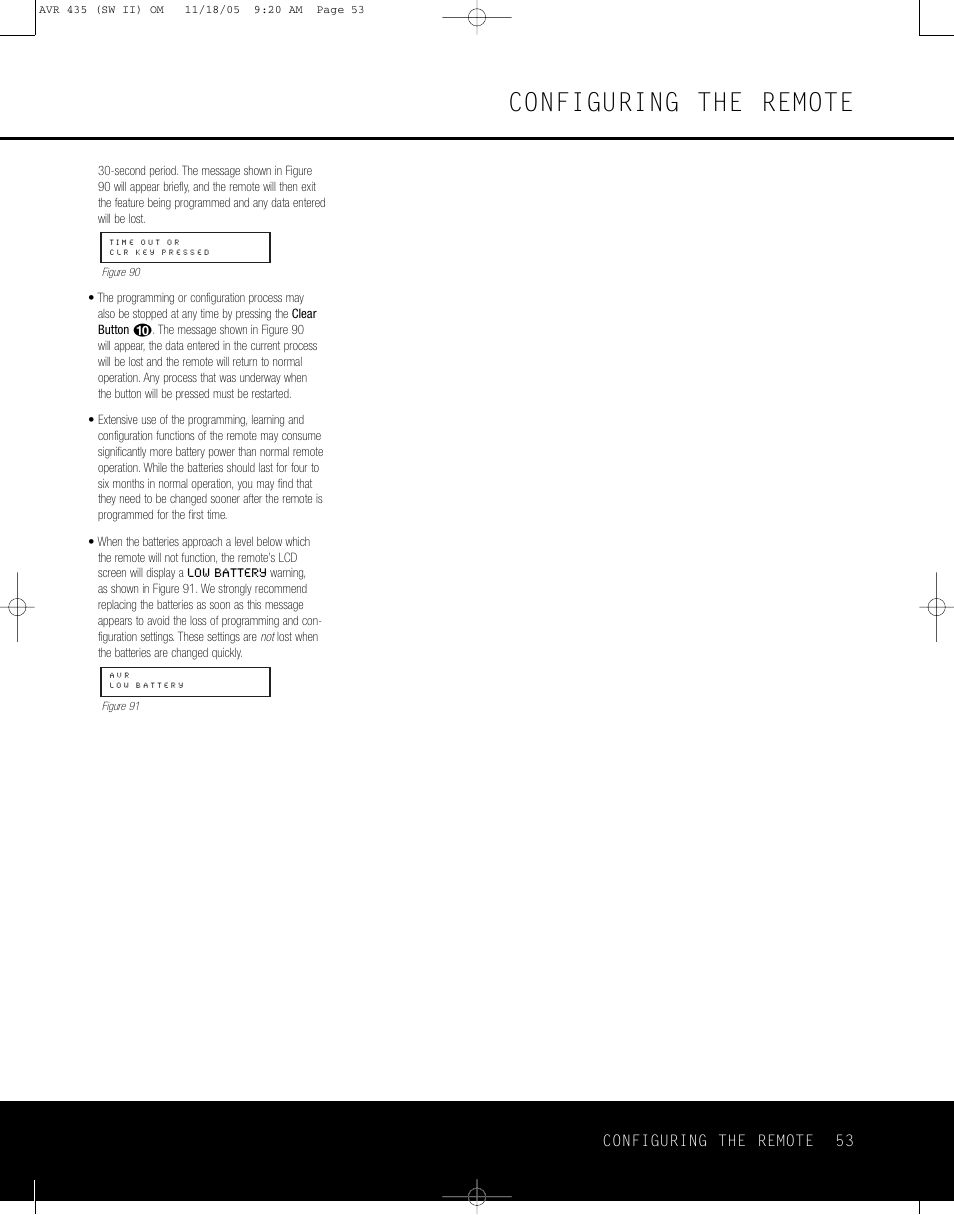 Configuring the remote | Harman-Kardon AVR 435 User Manual | Page 53 / 60