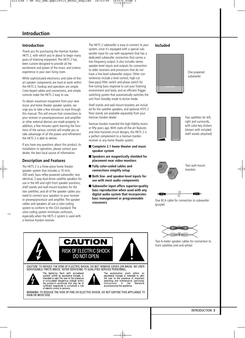 Introduction | Harman-Kardon HKTS 2 User Manual | Page 3 / 16