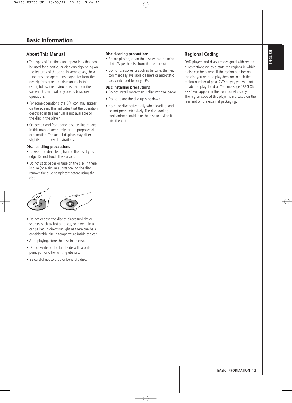 Basic information | Harman-Kardon HS 250 User Manual | Page 13 / 32
