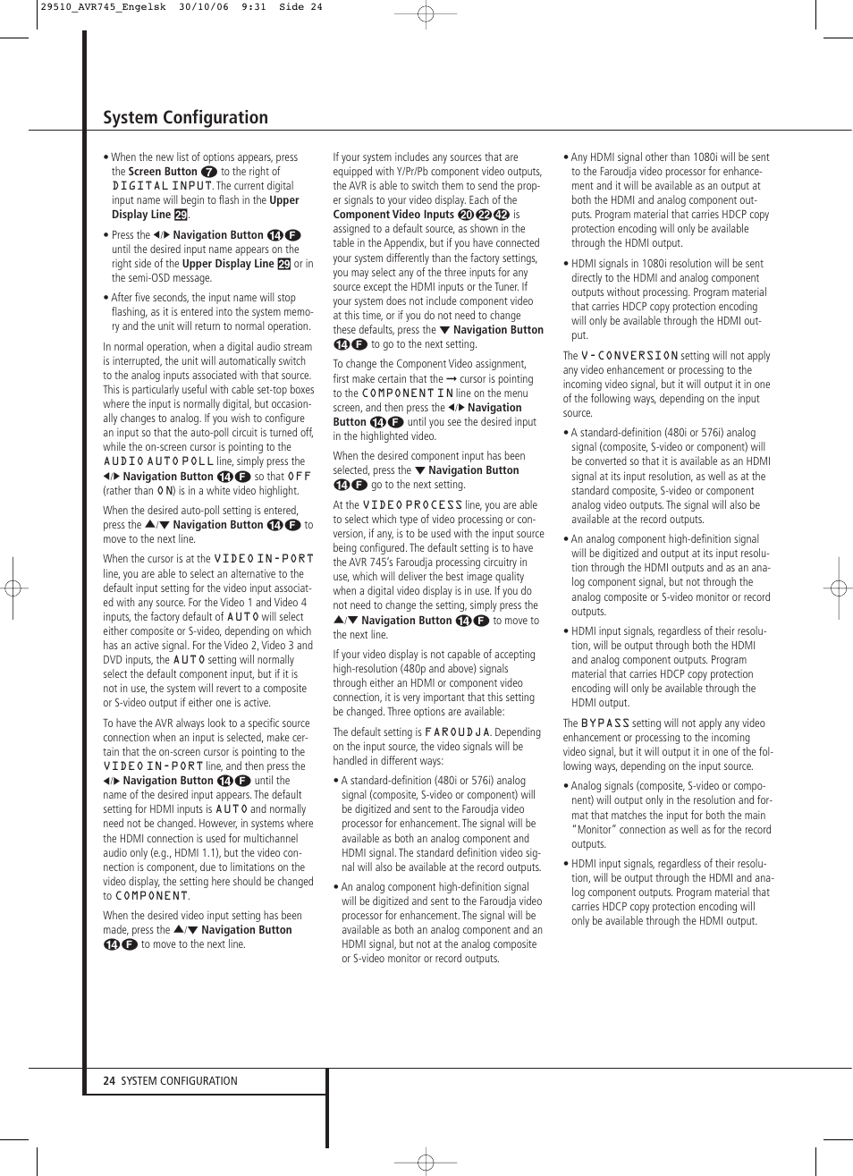System configuration | Harman-Kardon AVR 745 User Manual | Page 24 / 64