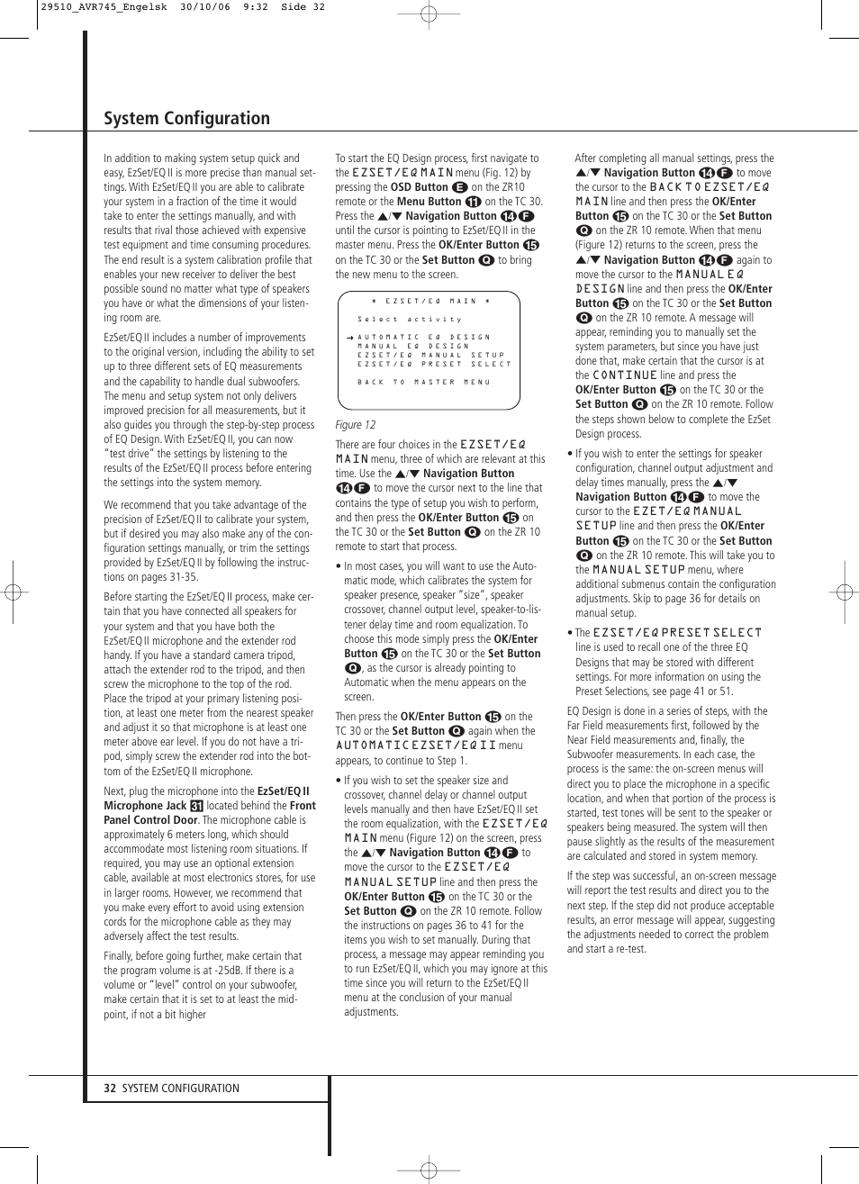 System configuration | Harman-Kardon AVR 745 User Manual | Page 32 / 64