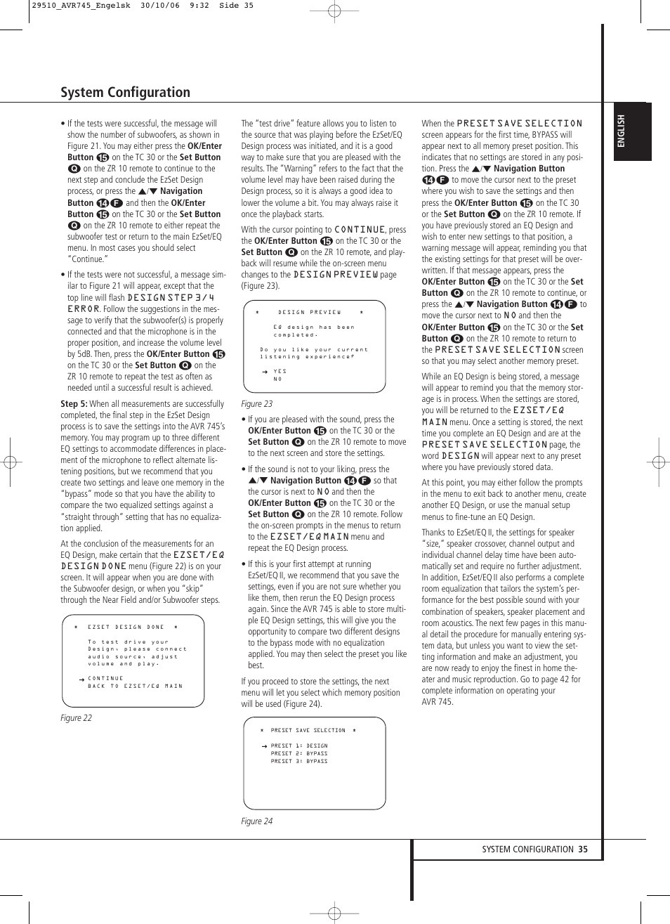 System configuration | Harman-Kardon AVR 745 User Manual | Page 35 / 64