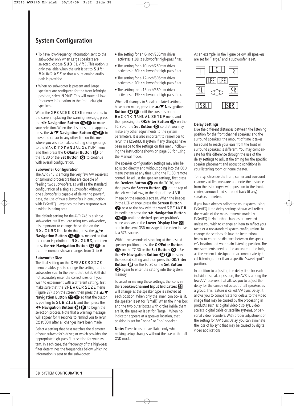 System configuration | Harman-Kardon AVR 745 User Manual | Page 38 / 64