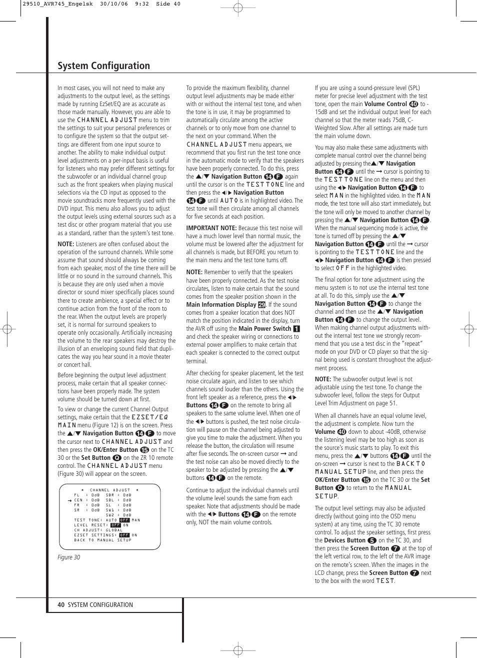System configuration | Harman-Kardon AVR 745 User Manual | Page 40 / 64