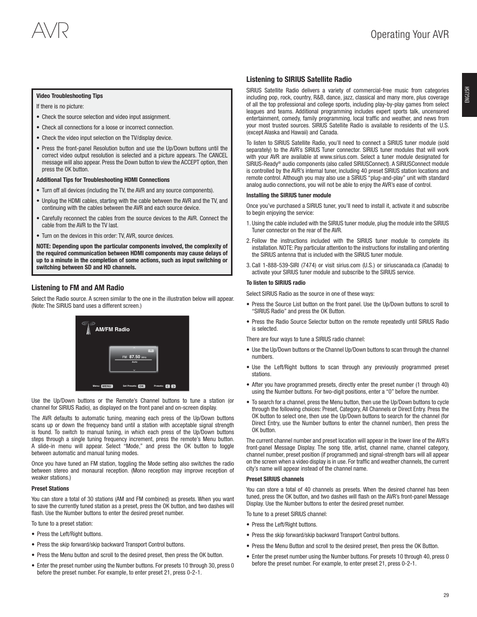 Operating your avr | Harman-Kardon AVR 365 User Manual | Page 29 / 62