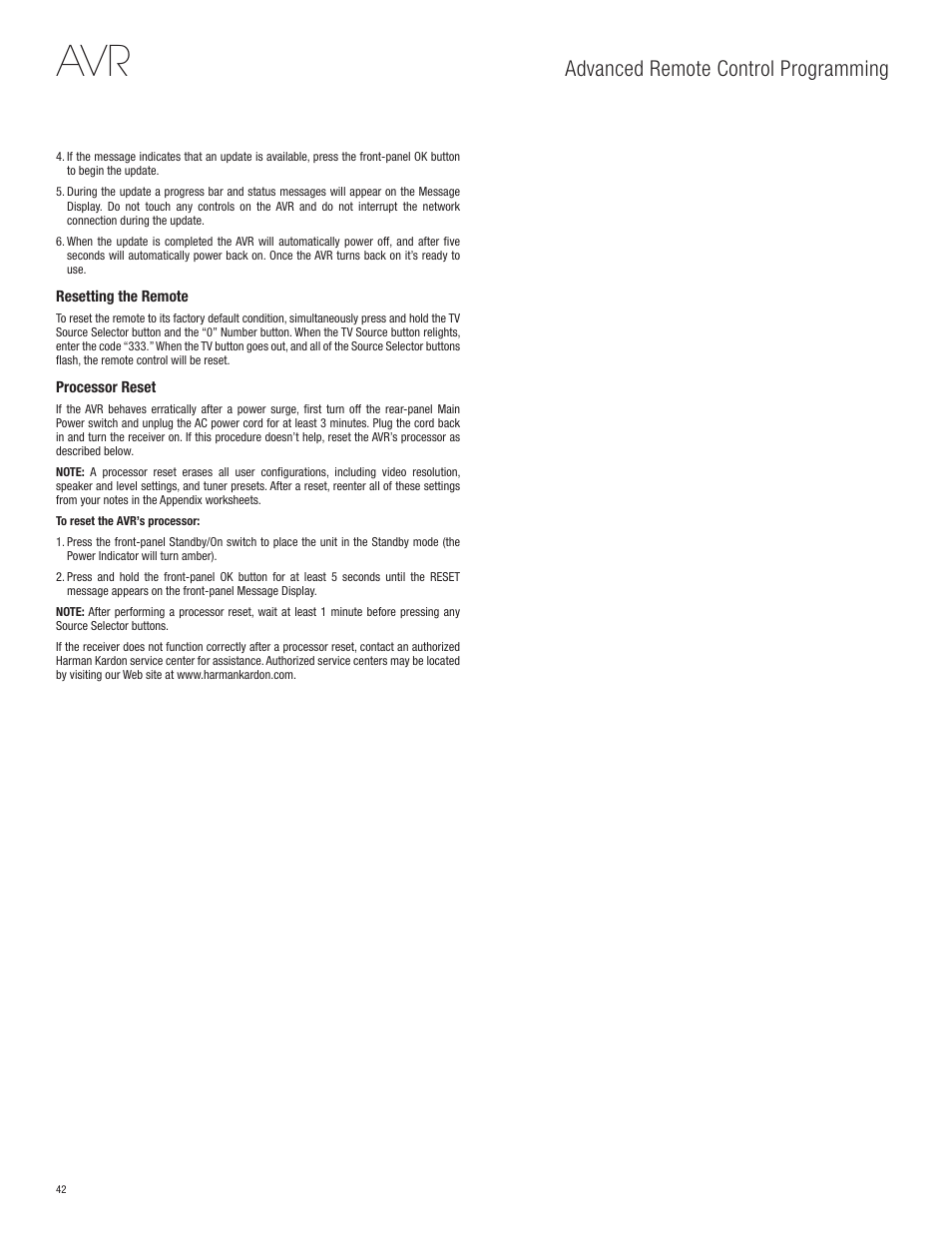 Advanced remote control programming | Harman-Kardon AVR 365 User Manual | Page 42 / 62