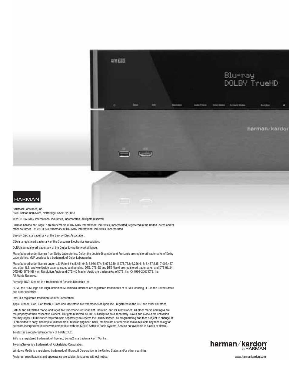Harman-Kardon AVR 365 User Manual | Page 61 / 62