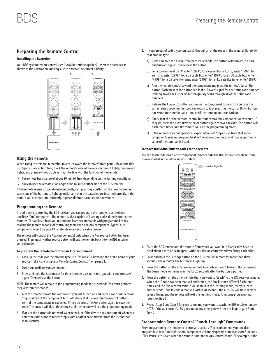 Preparing the remote control, Using the remote, Programming the remote | Thumbnail zoom bookmark program | Harman-Kardon 950-0321-001 User Manual | Page 18 / 38