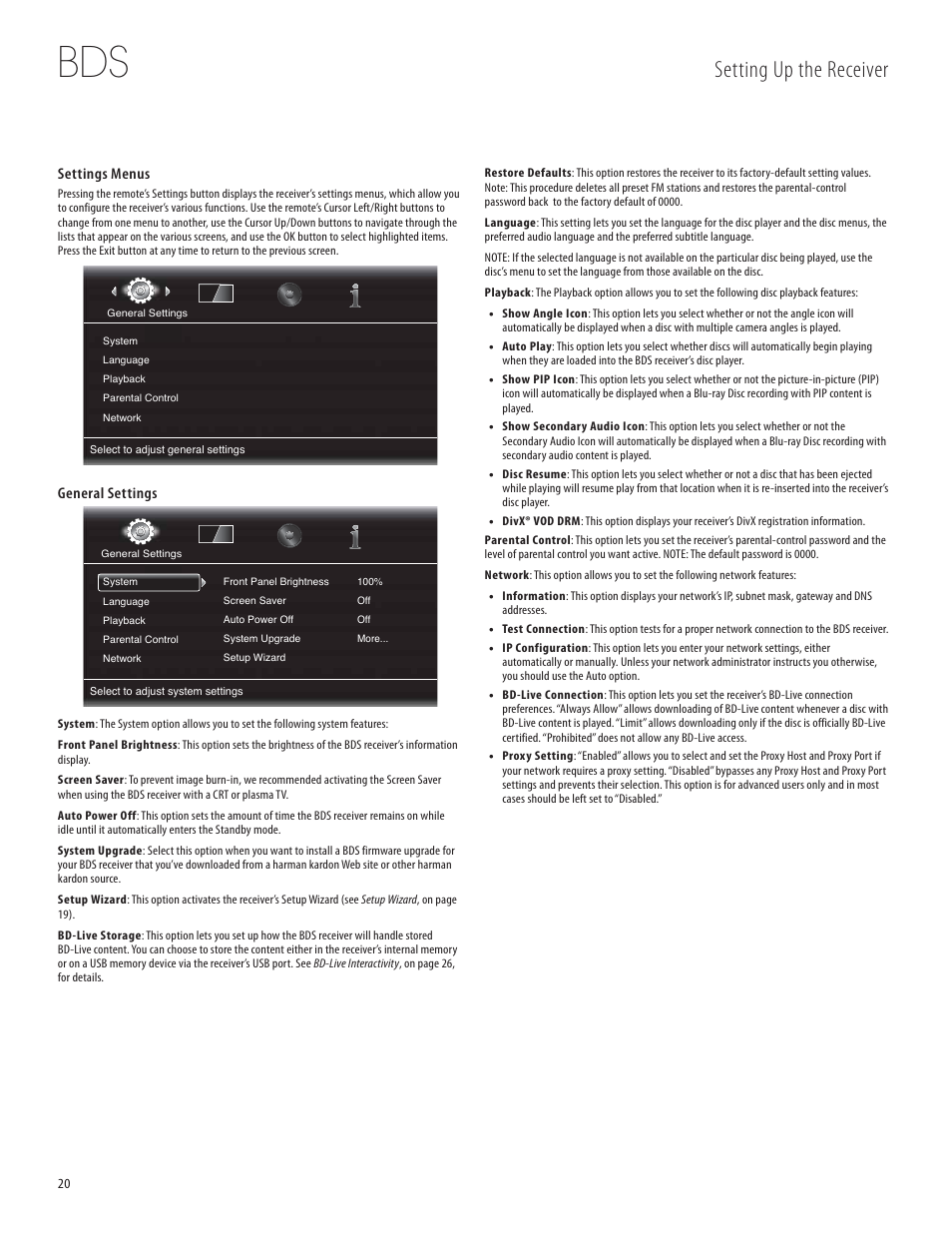 Setting up the receiver | Harman-Kardon 950-0321-001 User Manual | Page 20 / 38